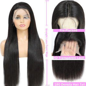 TTSMINS 13x6 Lace Front Wig 26 Inch Straight Hair on mannequin