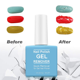 Tudiqe Gel Nail Polish Remover and tools on a nail art table