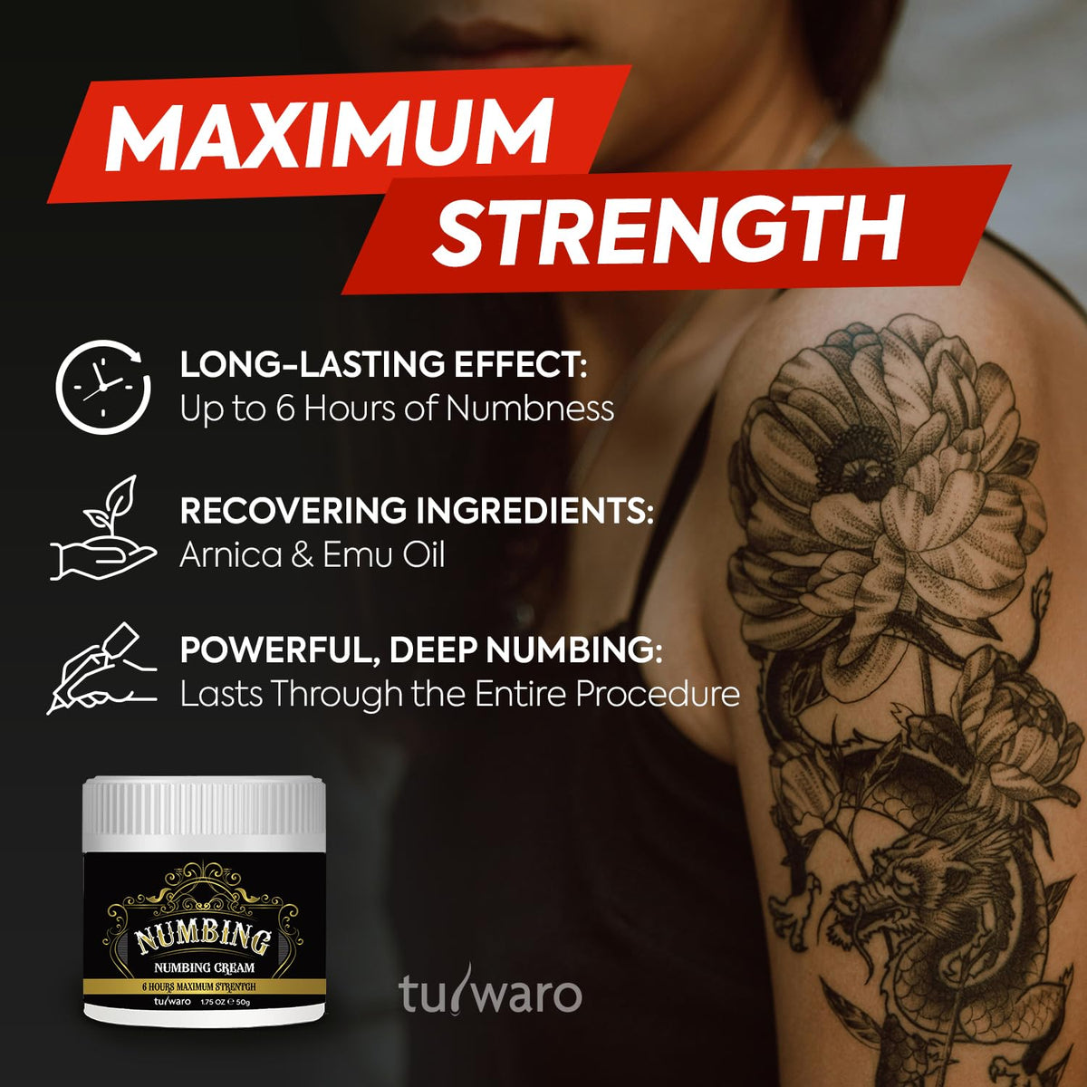 tuiwaro Numbing Cream application on skin