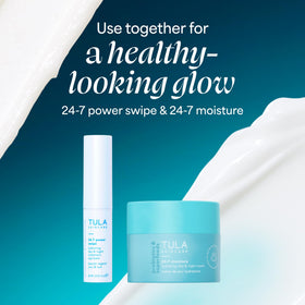 TULA Hydrating Eye Balm with fresh watermelon and apple slices