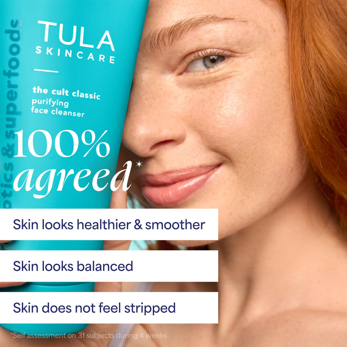 TULA Purifying Face Cleanser being applied to wet skin