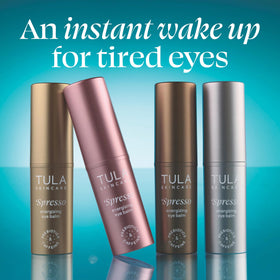 TULA Spresso Eye Balm applied under the eye area