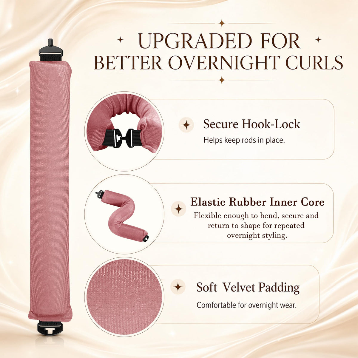TULOBI heatless curling rods with hair wrapped around them