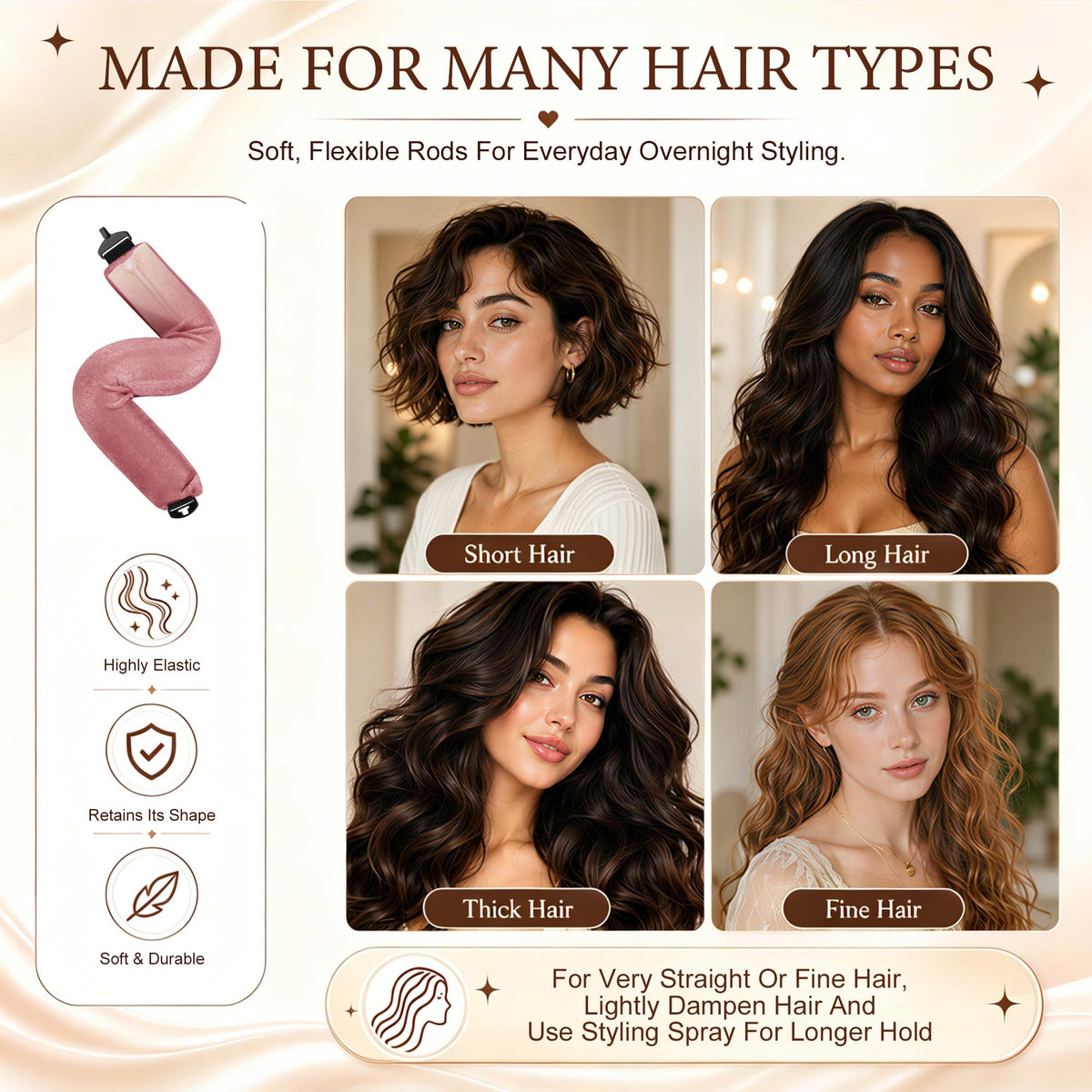 TULOBI heatless curls overnight set laid out on a flat surface