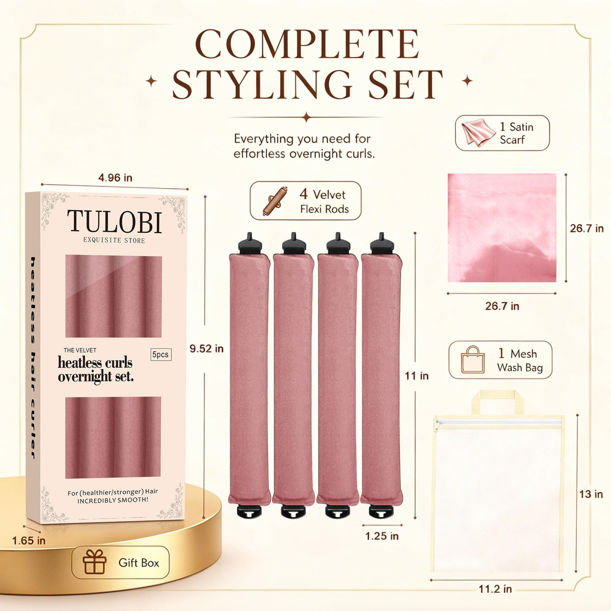 TULOBI heatless curls overnight set packaging