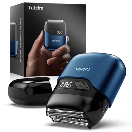 Tulzim Electric Foil Shaver front view in matte blue