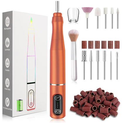 TUOBEO Cordless Nail Drill front view with attachments