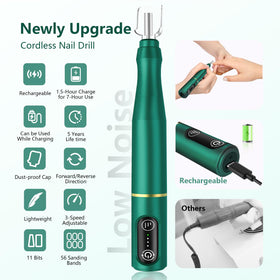 TUOBEO Cordless Nail Drill in use on natural nails