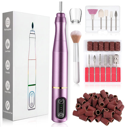 TUOBEO Cordless Nail Drill Kit front view with accessories