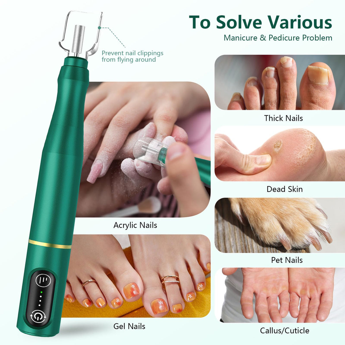 TUOBEO Cordless Nail Drill kit with drill bits and sanding bands