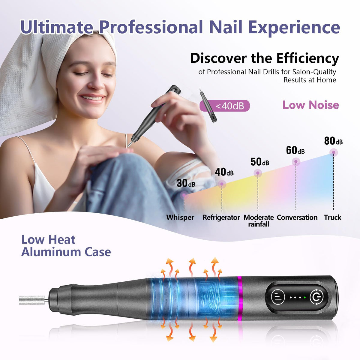 TUOBEO Cordless Nail Drill with ergonomic design