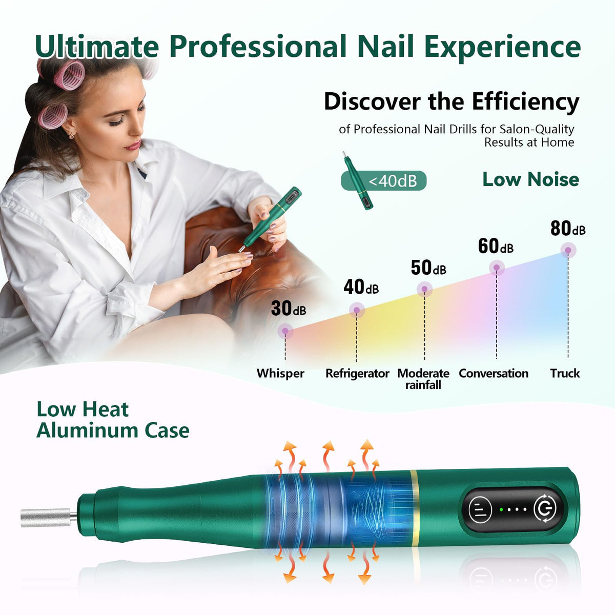TUOBEO Cordless Nail Drill with ergonomic handle