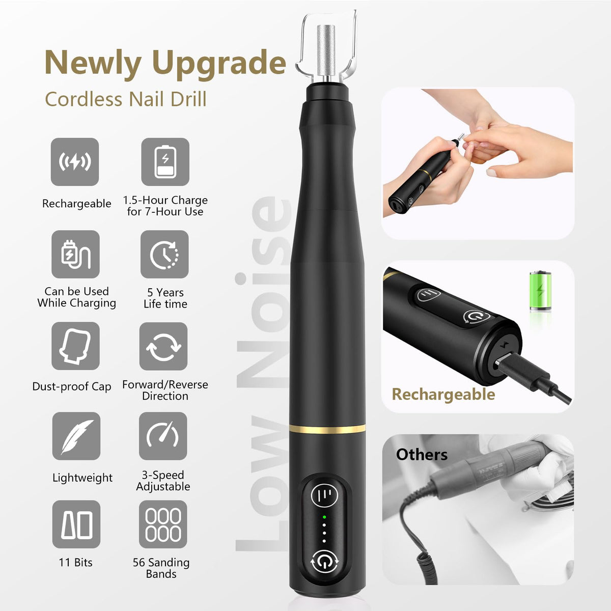 TUOBEO nail drill showing ergonomic design