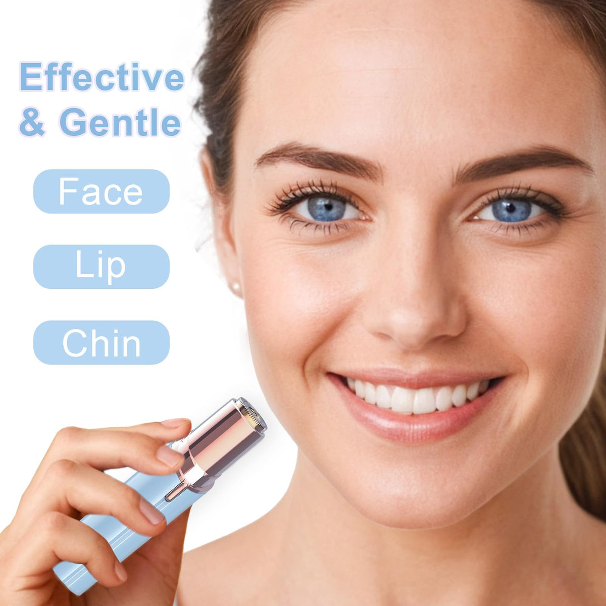 tuokiy Facial Hair Remover side view showing replacement heads