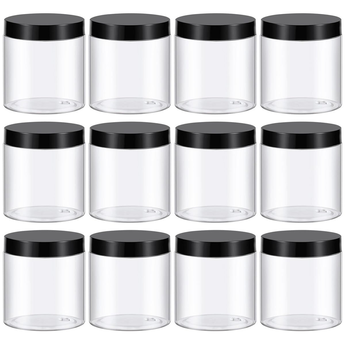 TUZAZO 8 oz plastic container with black lid front view
