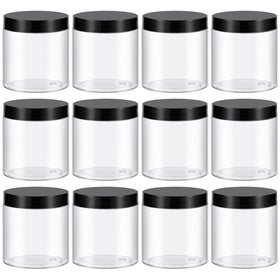 TUZAZO 8 oz plastic container with black lid front view