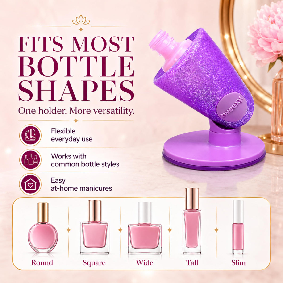 tweexy Hinge Nail Polish Holder demonstrating IntelliStick Technology