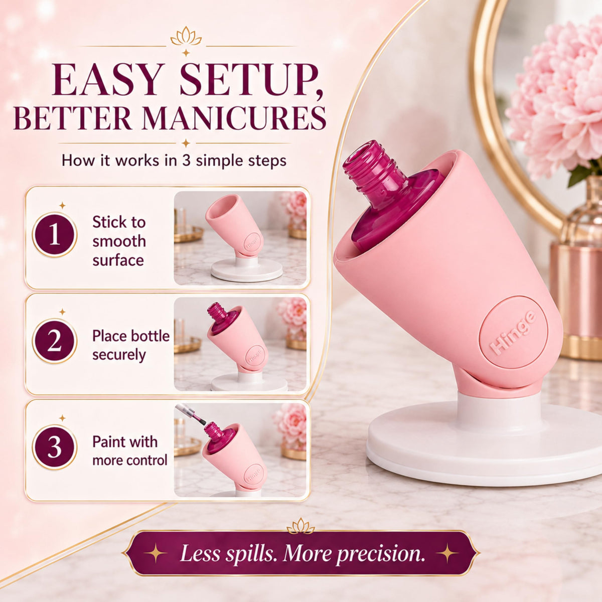 tweexy Hinge Nail Polish Holder with various nail polish bottles