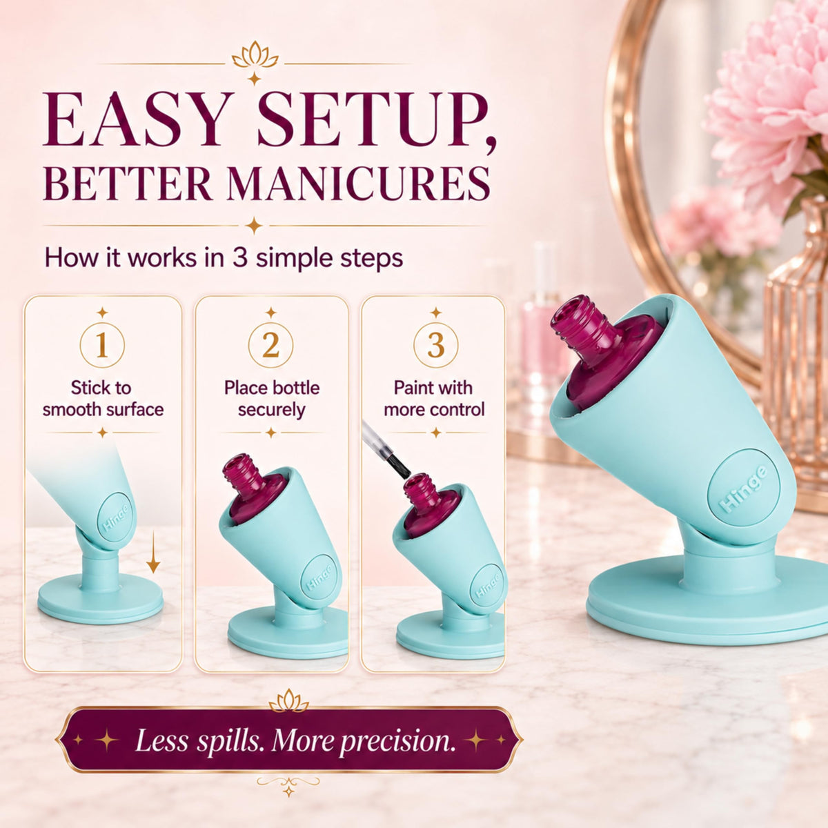 tweexy Hinge Nail Polish Holder with various nail polish bottles