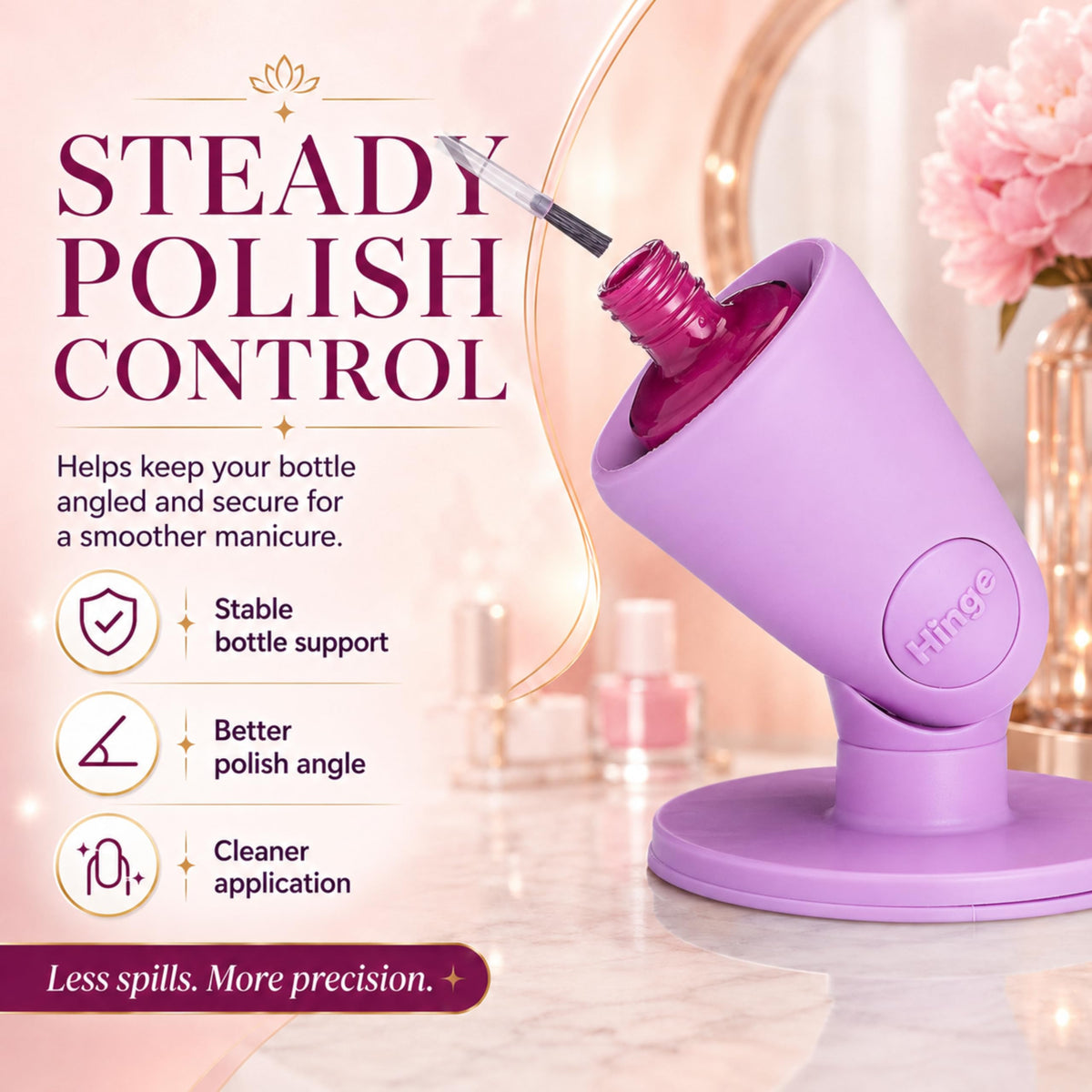 Tweexy nail polish holder side view showing suction base
