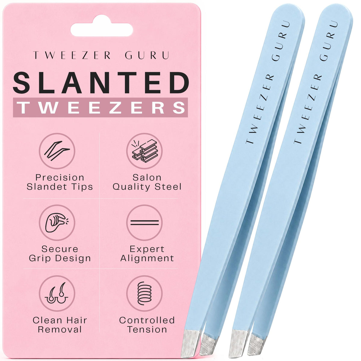TWEEZER GURU precision tweezers front view with slant-pointed tip
