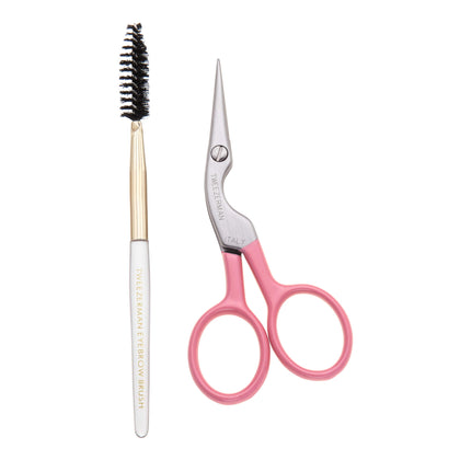 Tweezerman Eyebrow Shaping Scissors & Brush Tea Rose front view