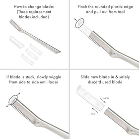 Tweezerman Facial Razor Replacement Blades close-up of stainless steel blades