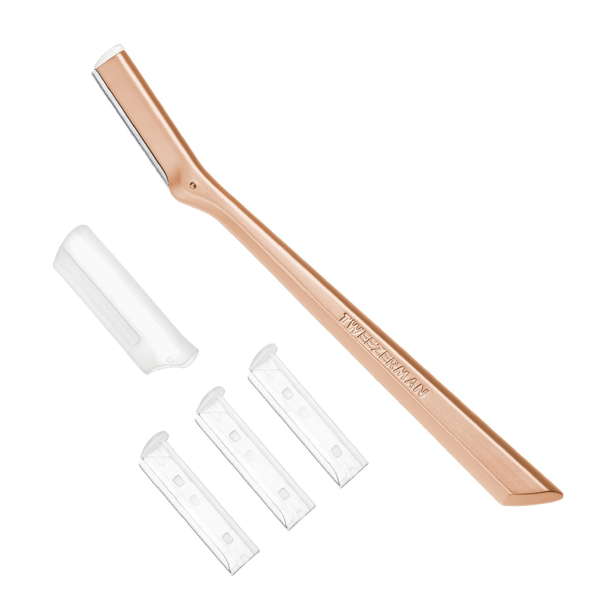 Tweezerman Facial Razor Rose Gold front view