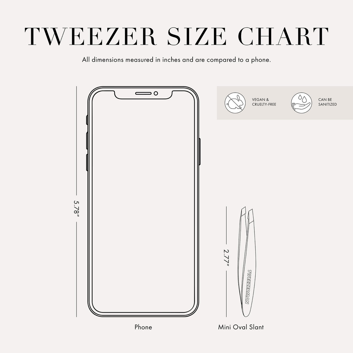 Tweezerman Mini Slant Tweezer angled view showing precision tips