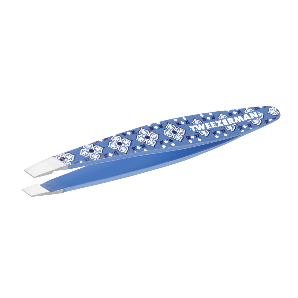 Tweezerman Mini Slant Tweezer in Lisbon Sea colour, front view