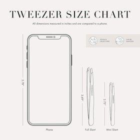 Tweezerman Mini Slant Tweezer on a beauty vanity