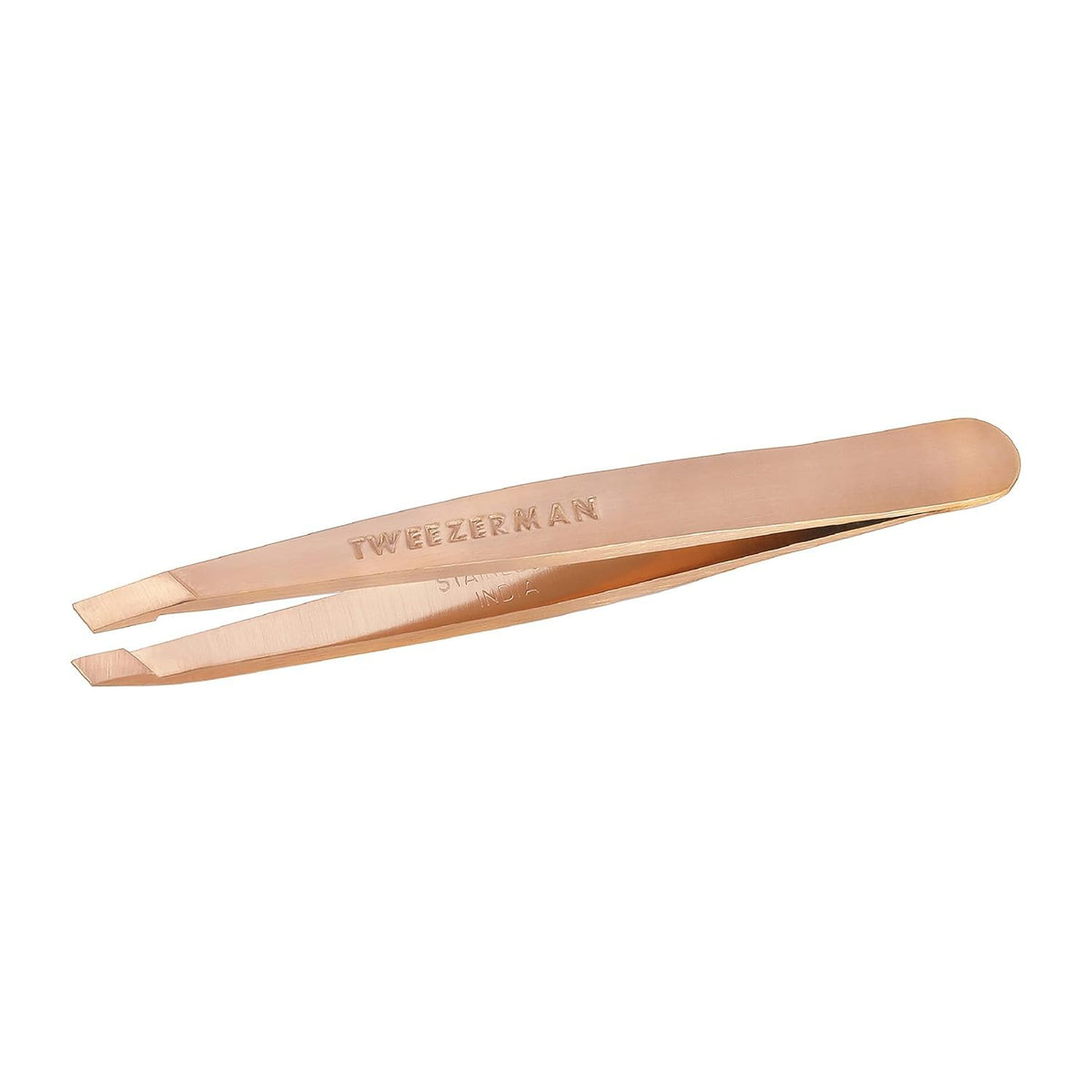 Tweezerman Mini Slant Tweezer Rose Gold front view