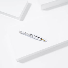 Tweezerman Mini Slant Tweezer with warm washcloth for brow prep