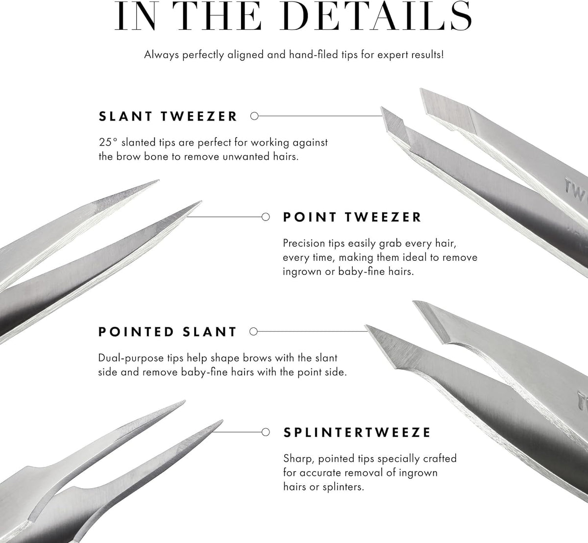 Tweezerman Mini Slant Tweezer with warm washcloth for brow prep