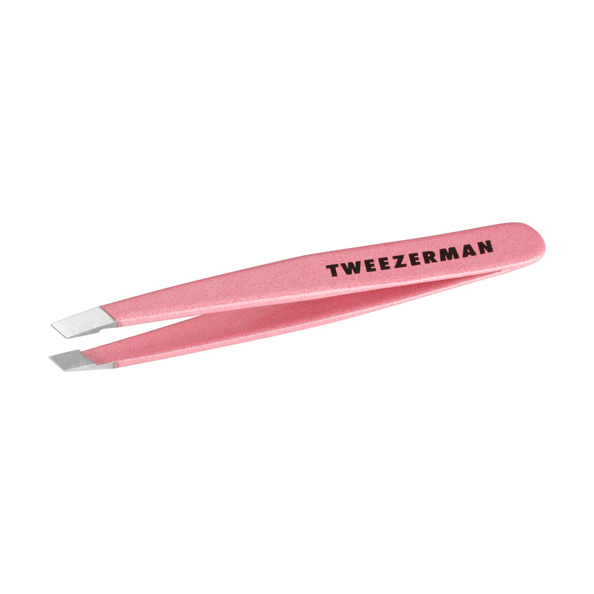 Tweezerman Mini Slant Tweezers in Tea Rose colour front view