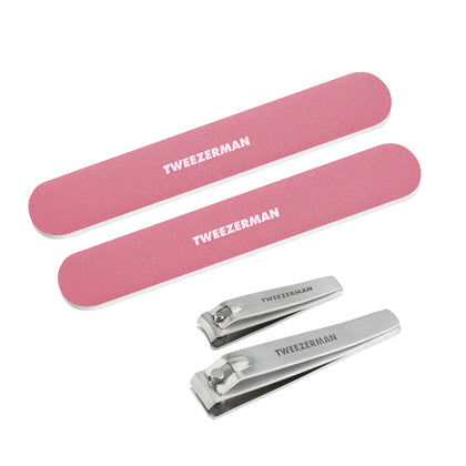 Tweezerman Nail Kit with Clipper and Nail Files in Tea Rose packaging