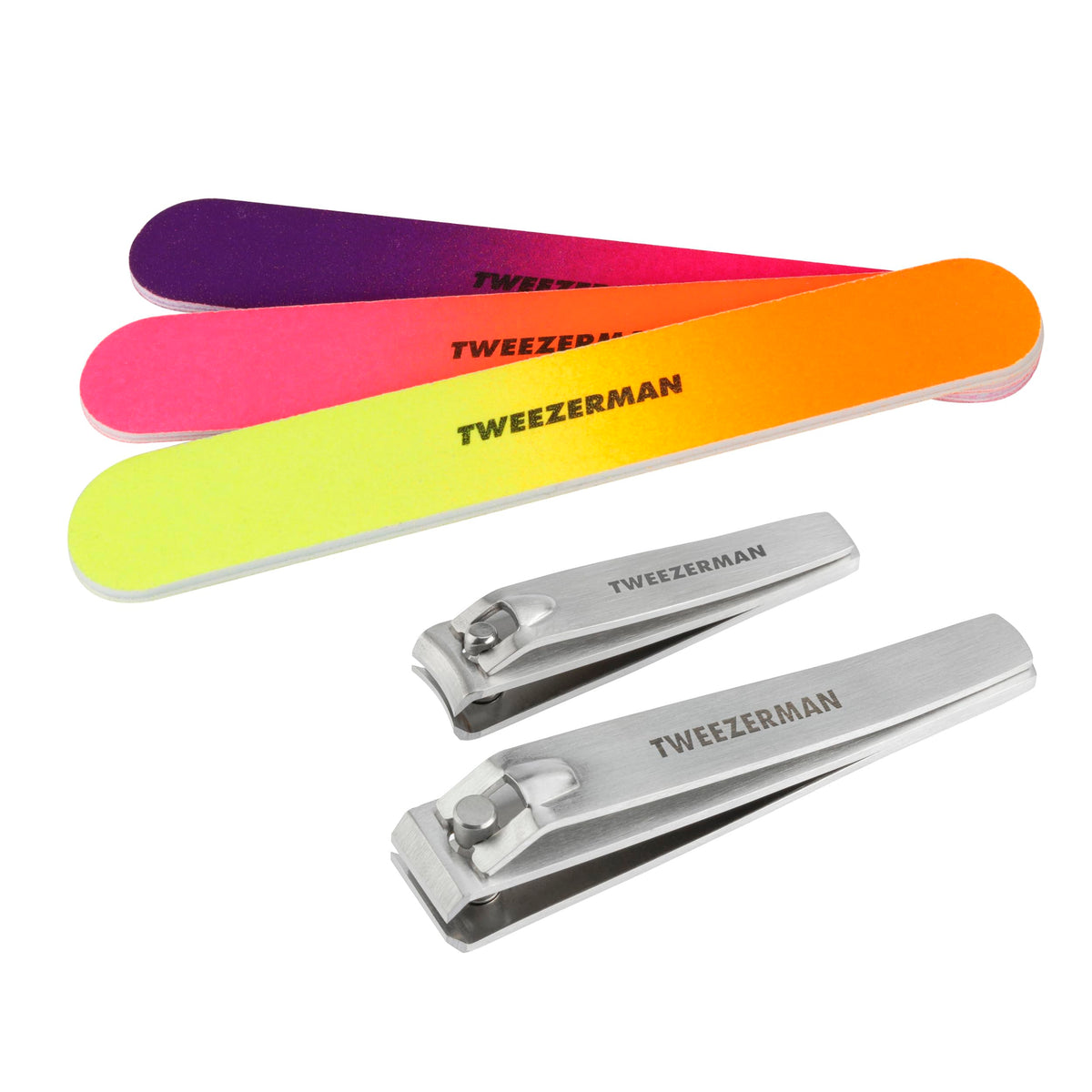 Tweezerman Neon Nail Clipper Combo Set with three nail files