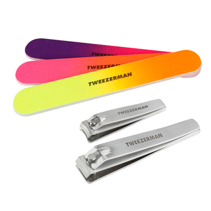 Tweezerman Neon Nail Clipper Combo Set with three nail files
