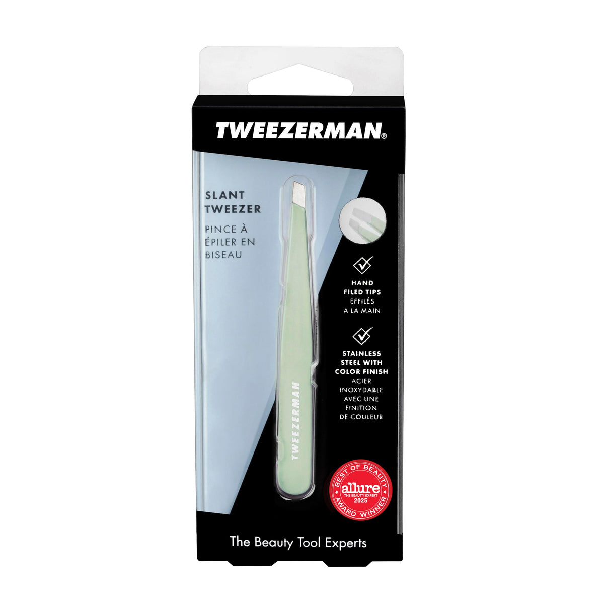 Tweezerman Slant Tweezer being used on eyebrows