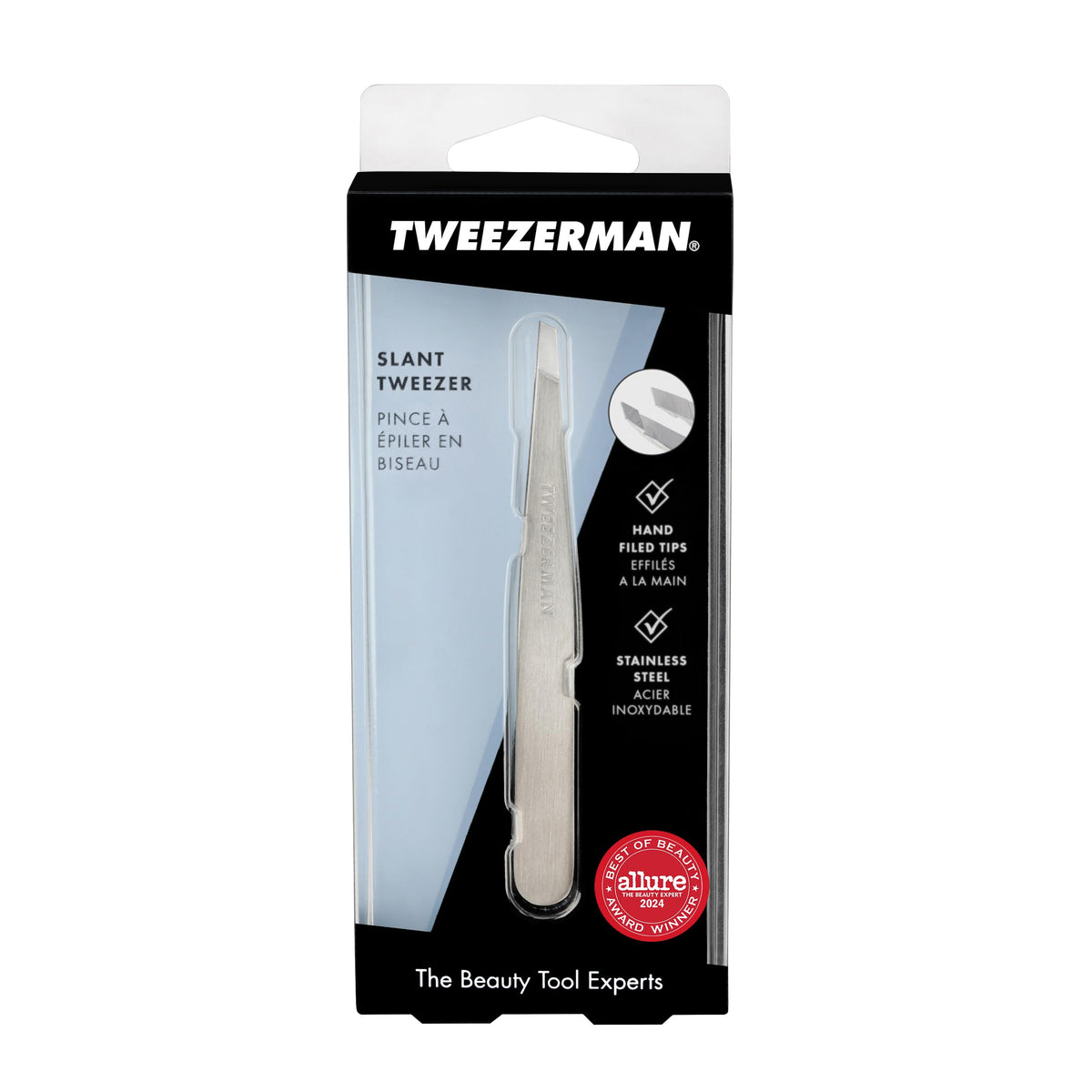 Tweezerman Slant Tweezer close-up of slanted tip