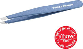 Tweezerman Slant Tweezer Granite Sky in a beauty kit