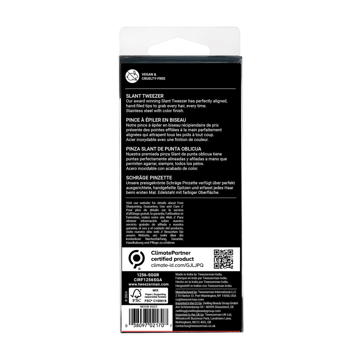Tweezerman Slant Tweezer Moon Dust with a warm washcloth