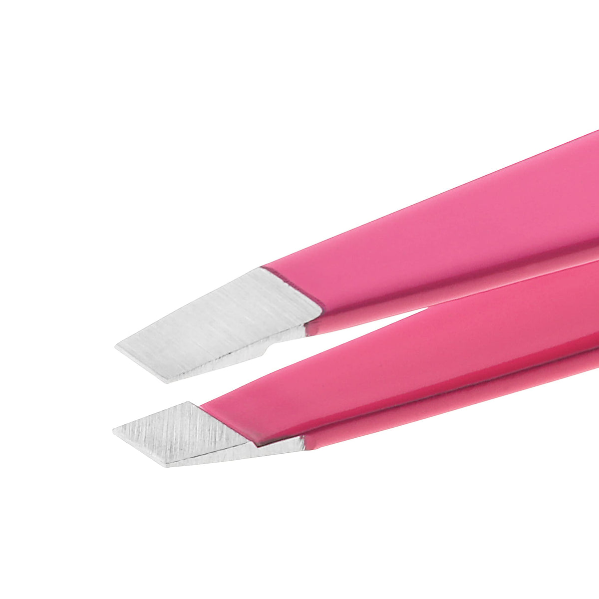 Tweezerman Slant Tweezer Neon Pink on a vanity