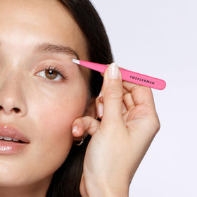 Tweezerman Slant Tweezer Neon Pink with packaging