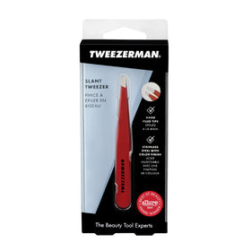 Tweezerman Slant Tweezer packaging on a white background