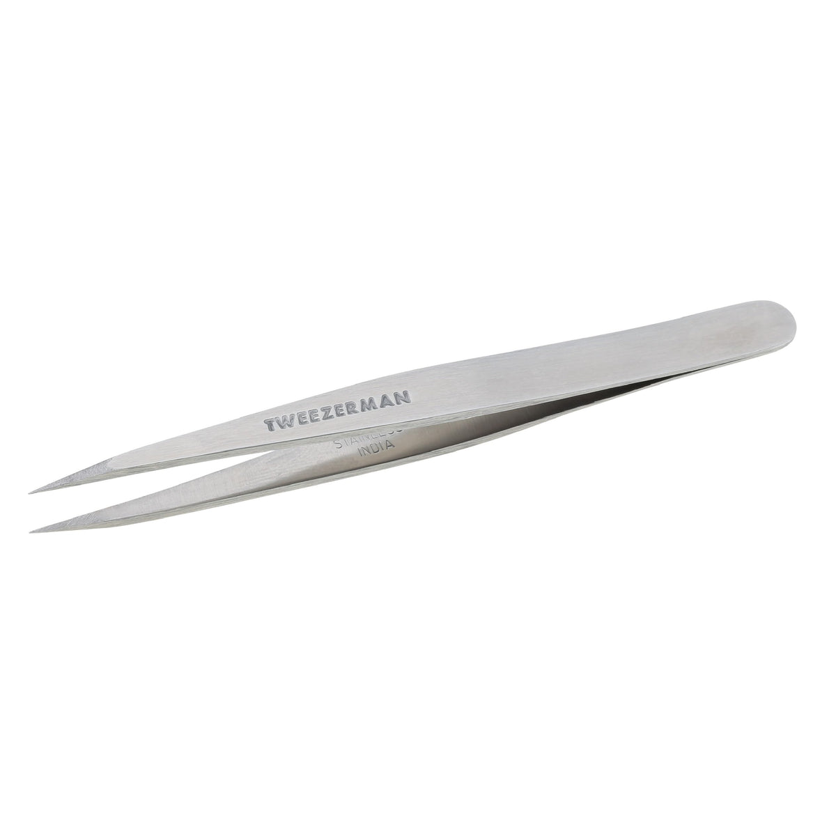 Tweezerman Steel Point Tweezer in silver, front view