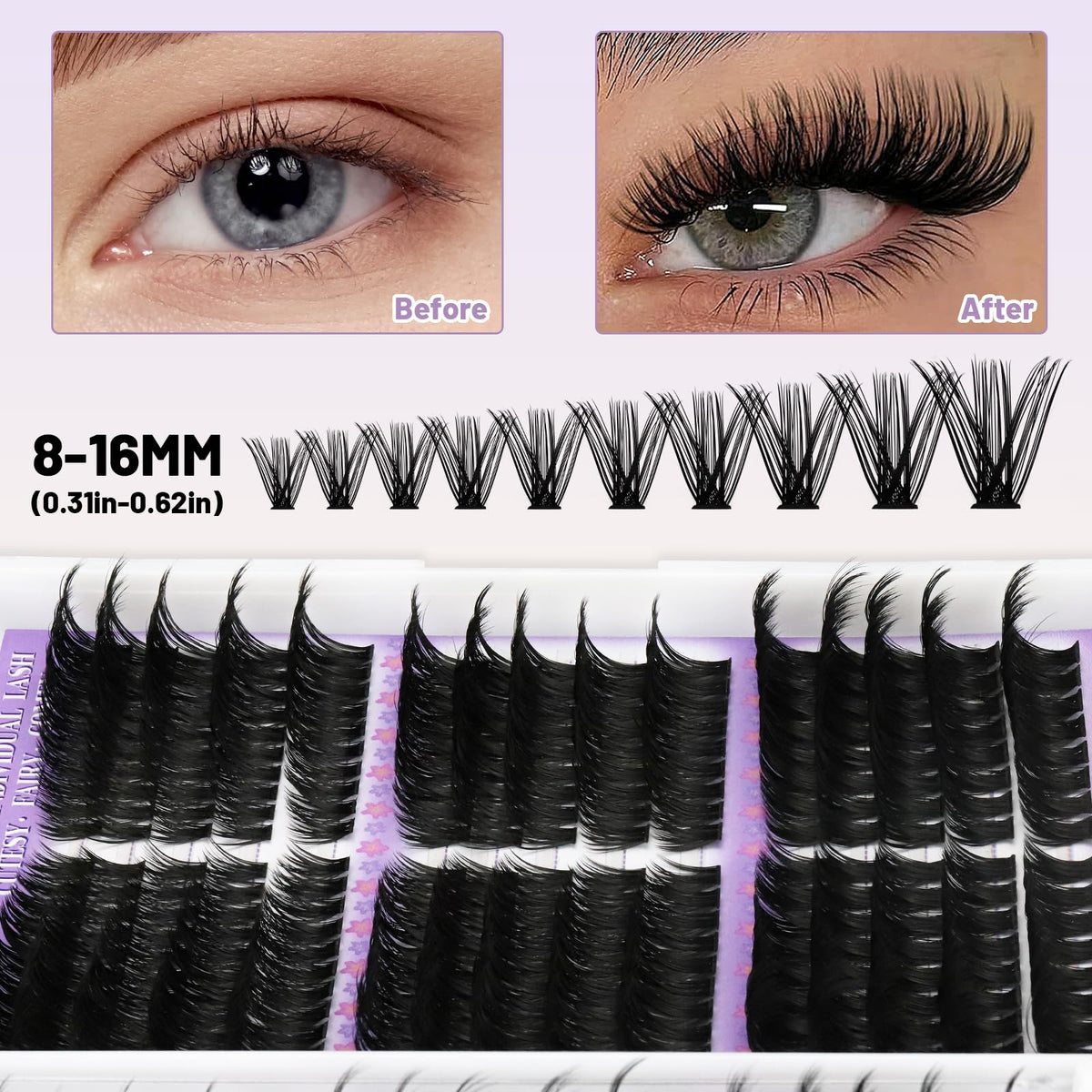 Tweezers and brushes from the QUAFFLY lash kit