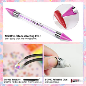 Tweezers and pickup pen included in CANVALITE rhinestones set