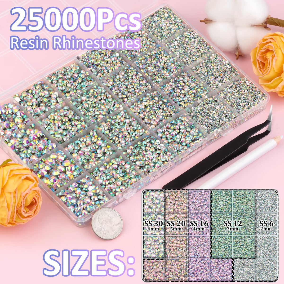 Tweezers and pickup pen included with TINKRSTUFF rhinestones