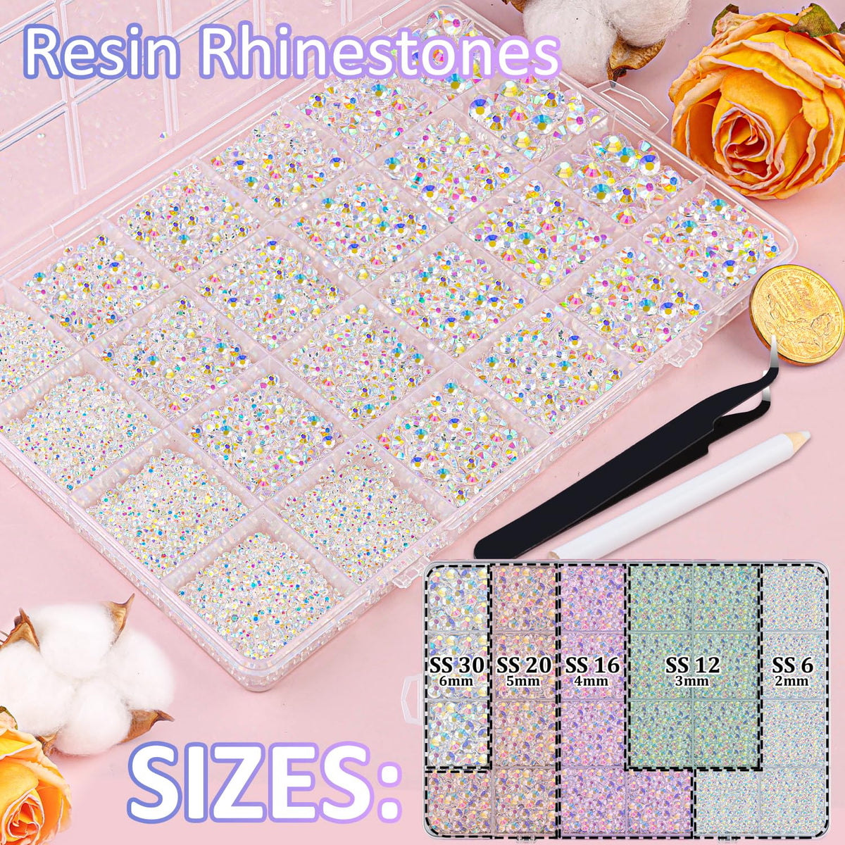 Tweezers and pickup pen included with TINKRSTUFF rhinestones